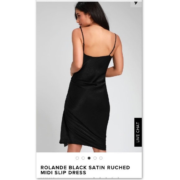 Lulus Rolande black slip rouched dress M - Picture 3 of 5
